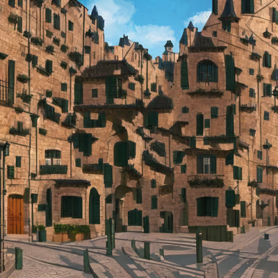 French Stone Street Realism QR Code Art — image 1