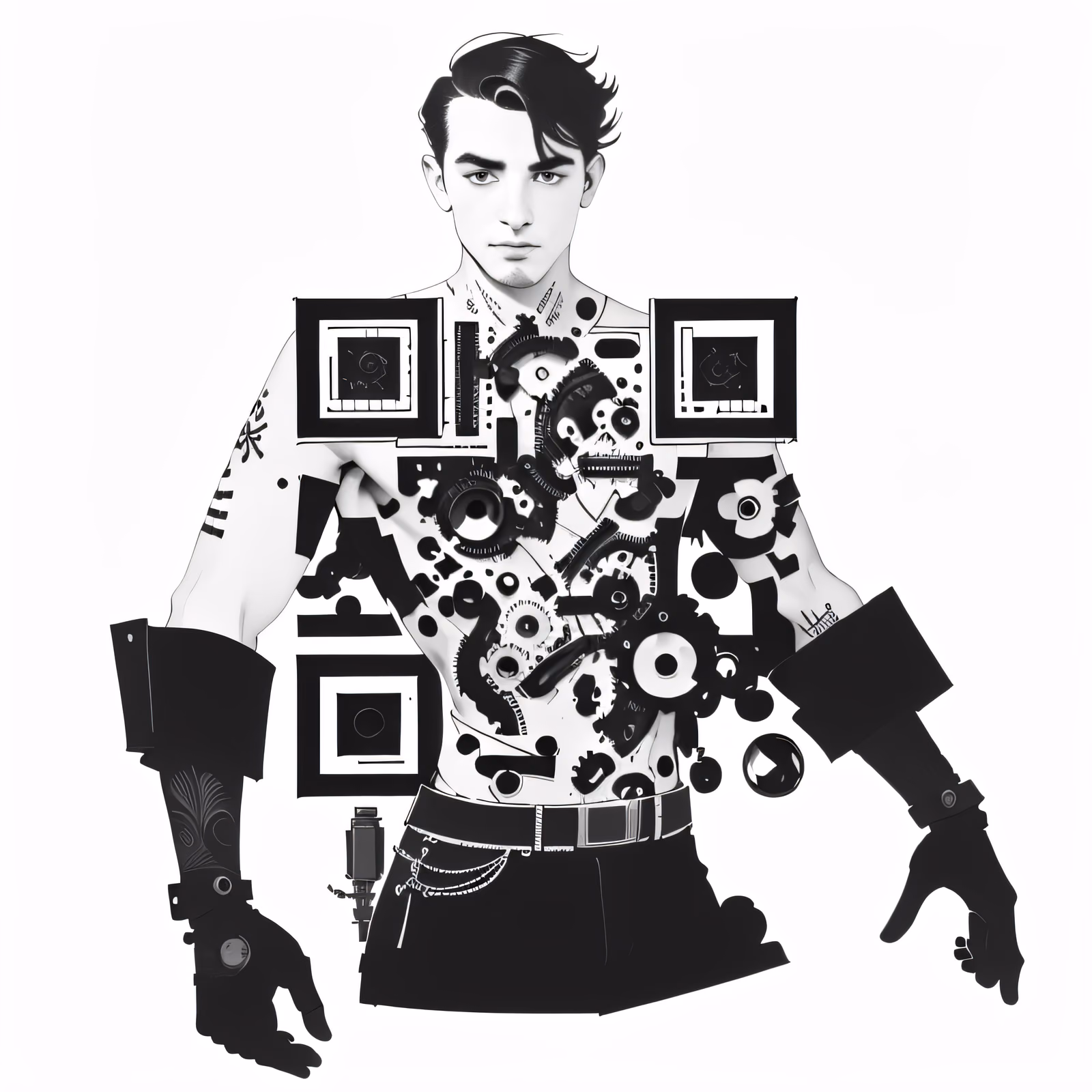 Mechanical Arm Gentleman Ink QR Code for Temporary Tattoos — image 1