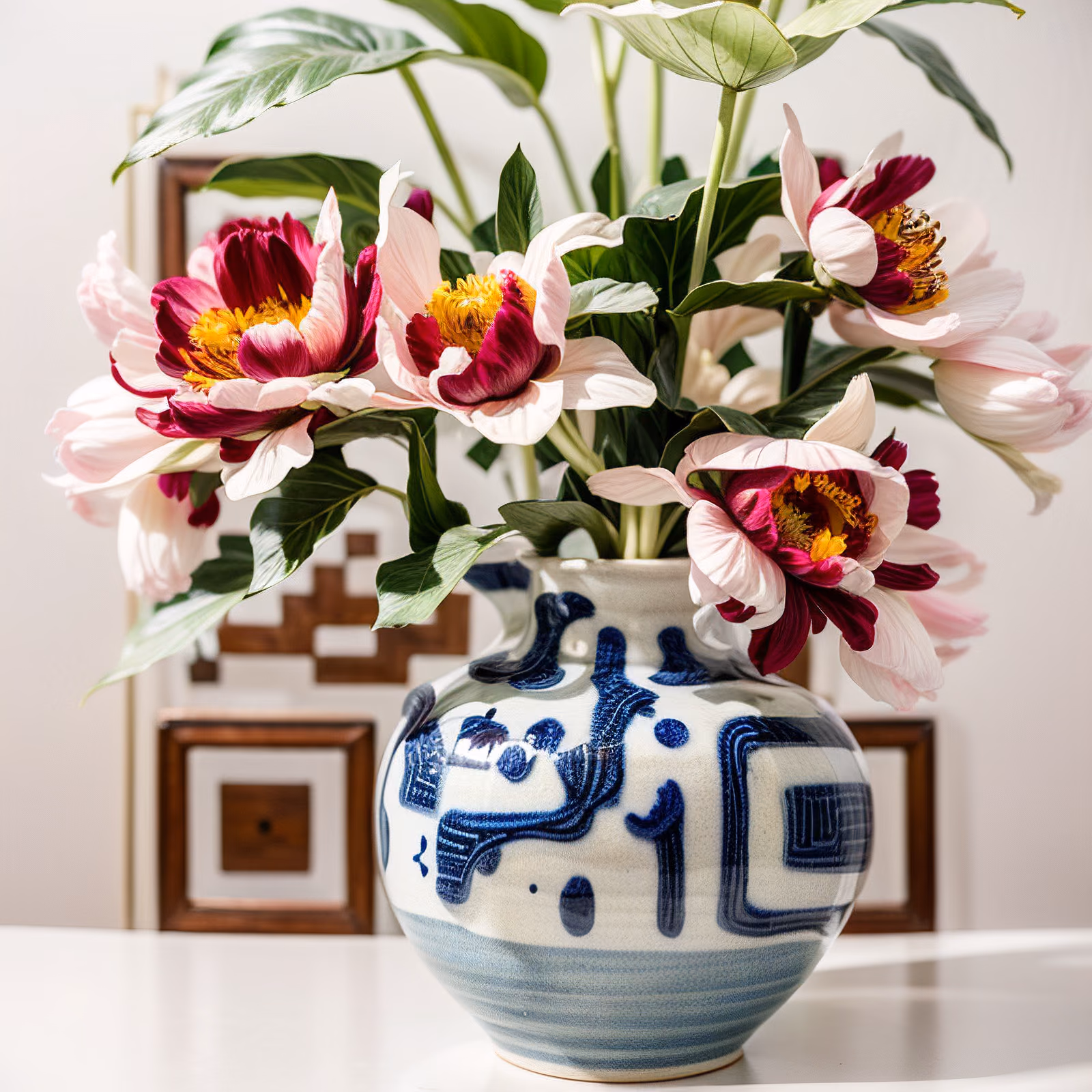 Peony Vase Still Life Photo QR Code Art — image 1
