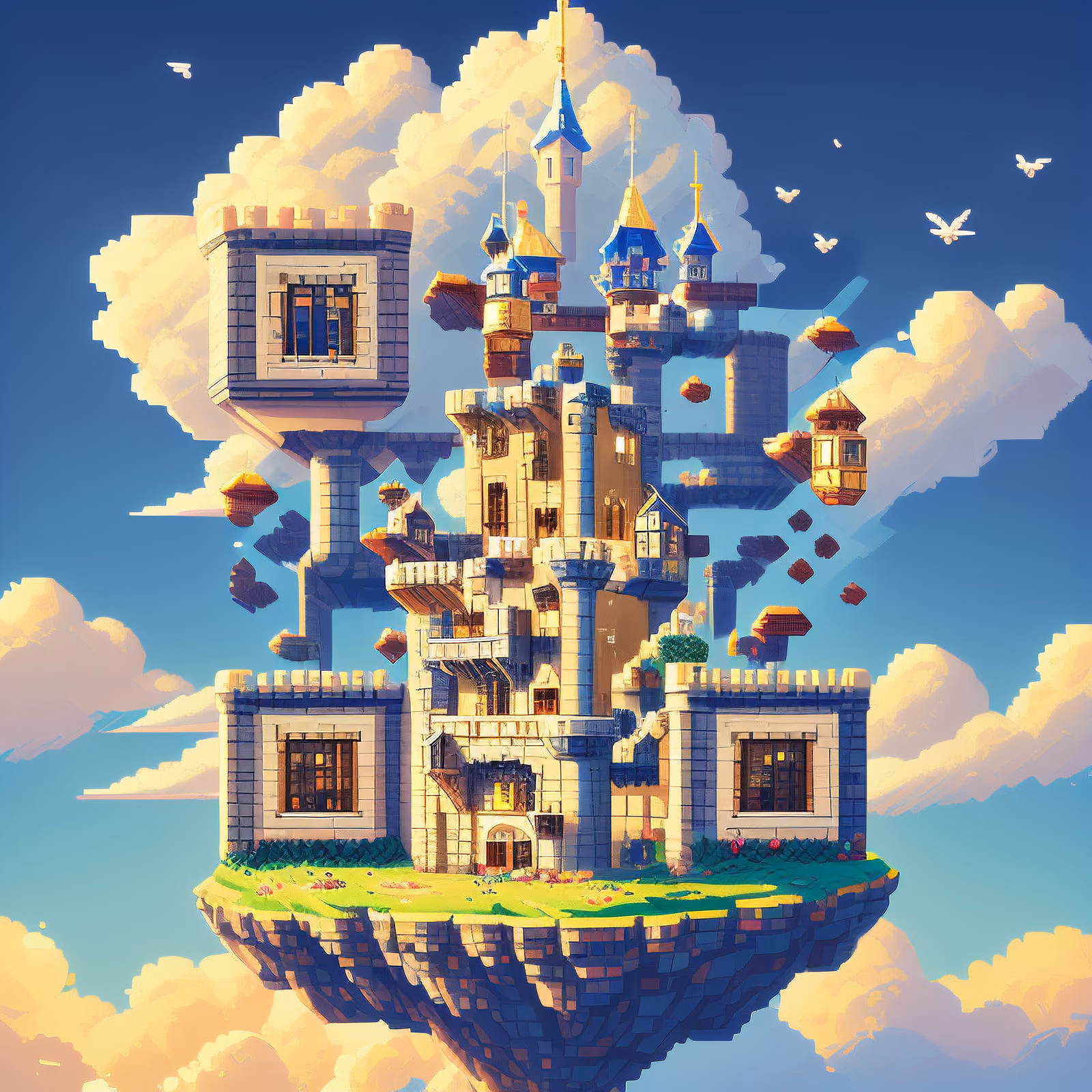 Pixel Floating Sky Castle QR Code for Posters — image 1