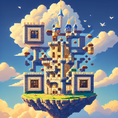 Pixel Floating Sky Castle QR Code for Posters — image 1