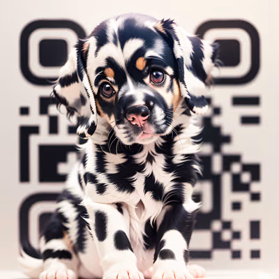 Spotted Puppy 3D Render QR Code Art — image 1
