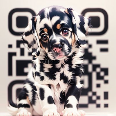 Spotted Puppy 3D Render QR Code Art