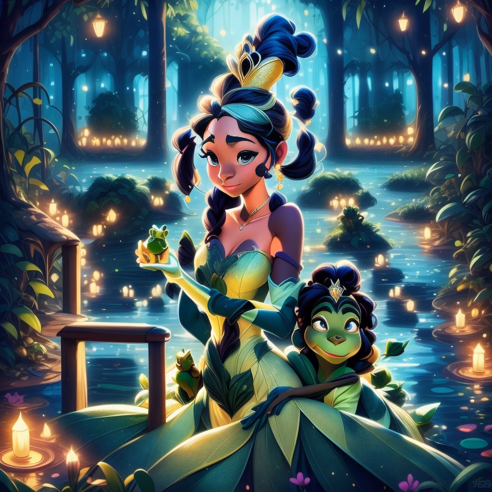 Princess and Frog Bayou Cartoon QR Code for Posters — image 1