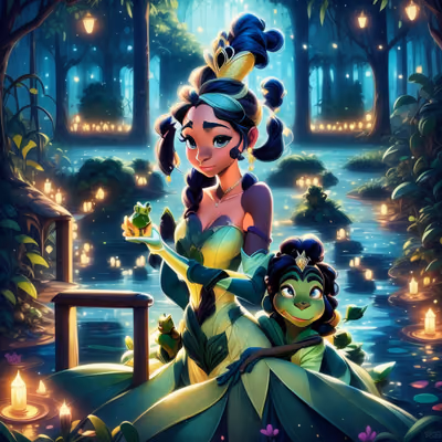 Princess and Frog Bayou Cartoon QR Code for Posters — image 1