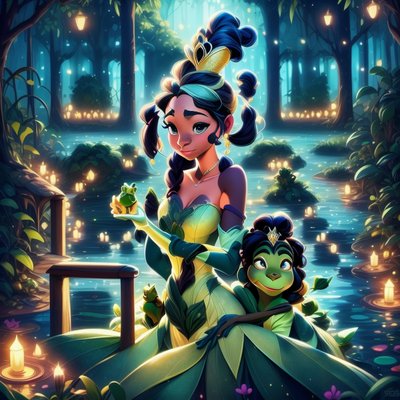 Princess and Frog Bayou Cartoon QR Code for Posters