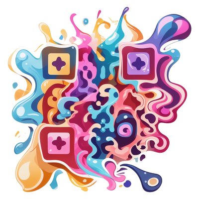 Colorful Liquid Swirl Vector QR Code for Stickers