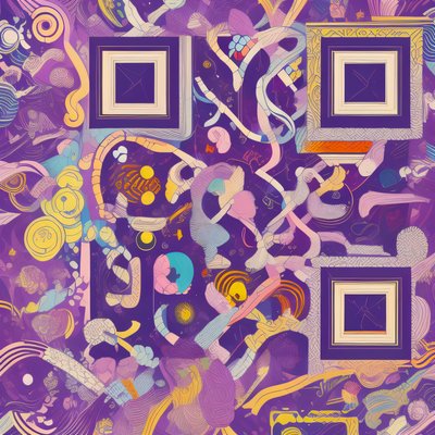 Colorful Purple Abstract Pattern QR Code for Posters