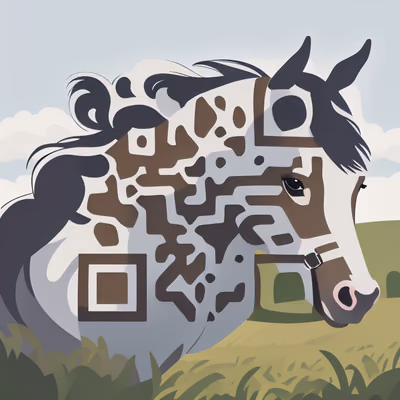 Piebald Horse Flat Vector Field QR Code Art — image 1