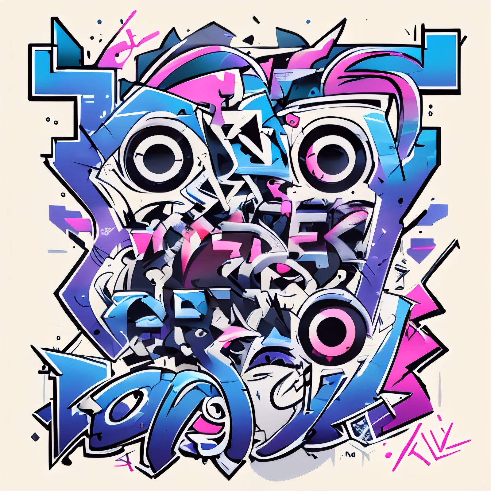 Wildstyle Graffiti Lettering QR Code for Stickers — image 1