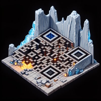 Изометрическая гномья кузница, диорама: QR-код для постеров