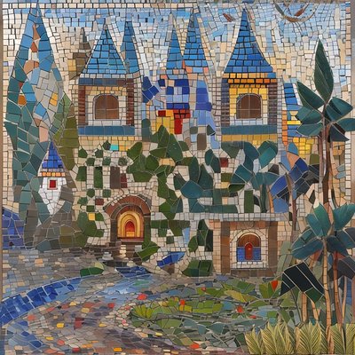 Fairytale Castle Mosaic QR Code Art