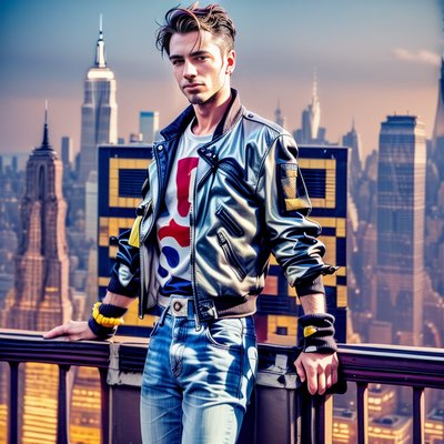 Man Against New York Skyline QR Code for Posters