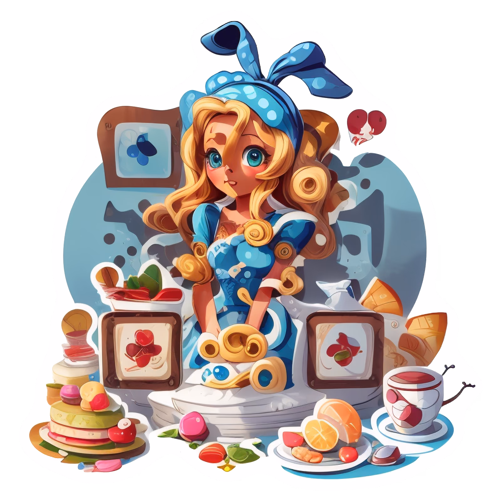 Tea Party Girl Cartoon QR Code for Stickers — image 1