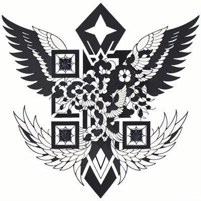 Winged Floral Emblem Tattoo QR Code for Temporary Tattoos