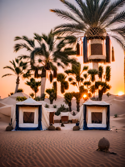 Moroccan Desert Oasis Camp Photo QR Code for Posters — image 1