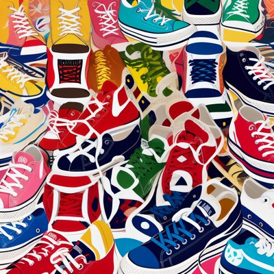 Colorful Sneaker Pile Pop Art QR Code for Apparel