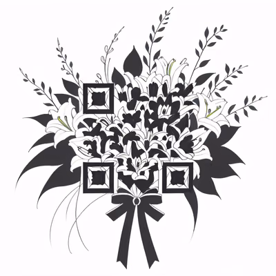 Lily Bouquet Ink Drawing QR Code for Temporary Tattoos — image 1