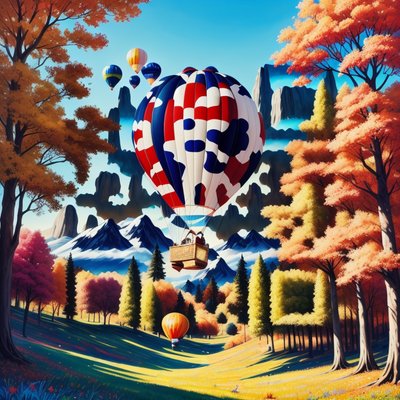 Autumn Balloon Landscape Gouache QR Code Art