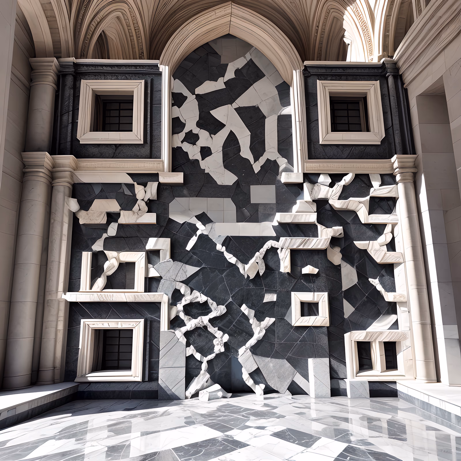 Fractured Marble Arch Hall Photorealistic QR Code Art — image 1