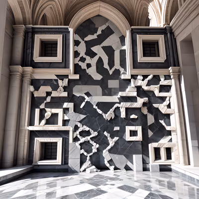 Fractured Marble Arch Hall Photorealistic QR Code Art — image 1
