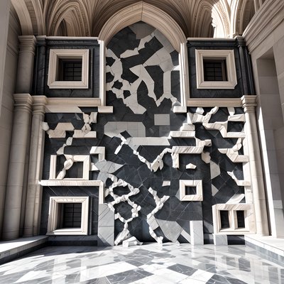 Fractured Marble Arch Hall Photorealistic QR Code Art