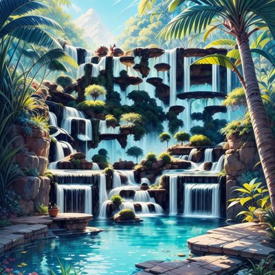 Jungle Waterfall Gouache QR Code for Posters