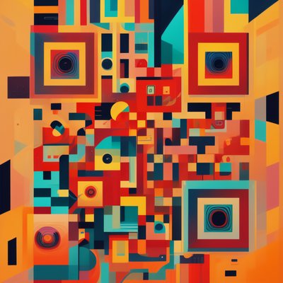 Colorful Geometric Abstract Pattern QR Code Art