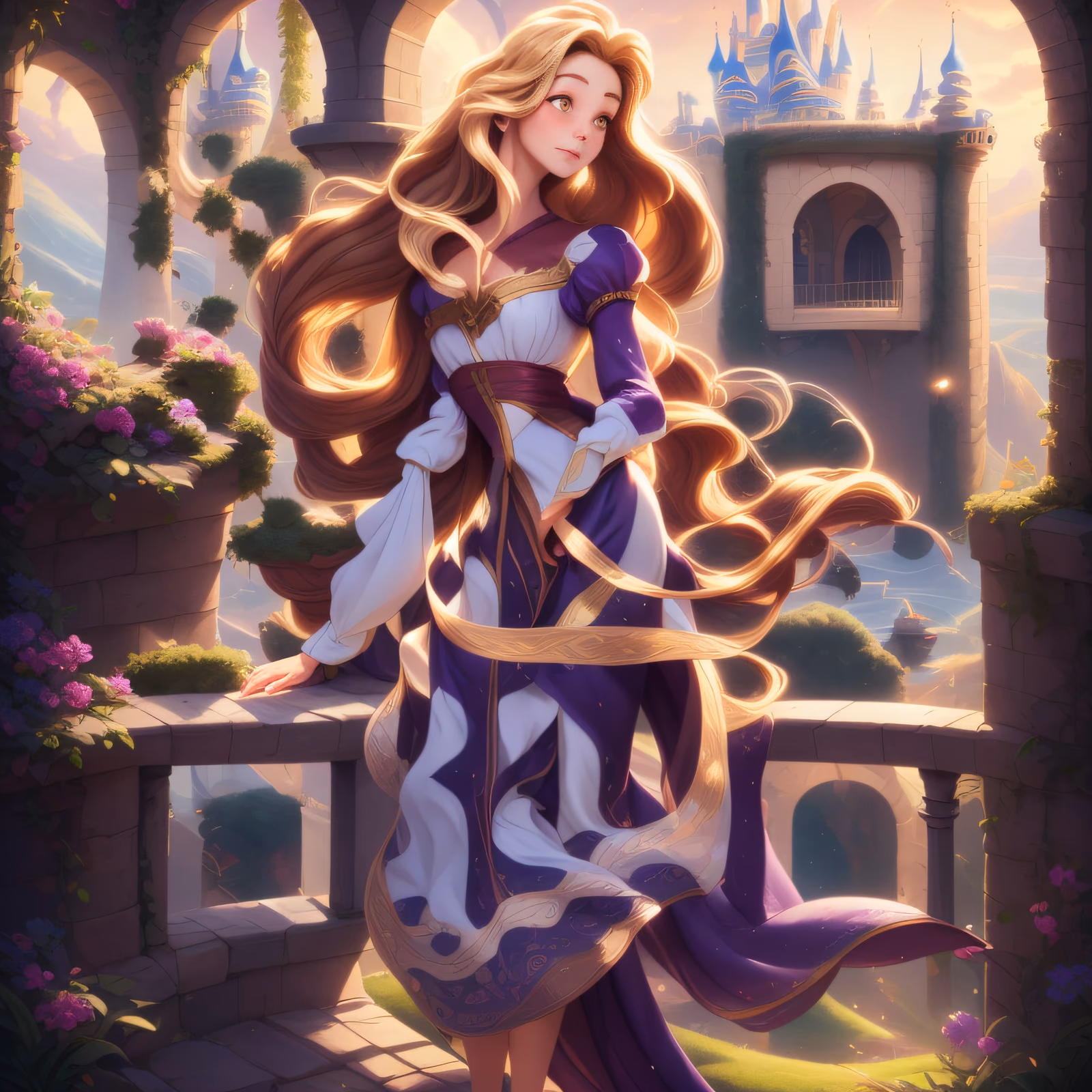 Princess on Castle Balcony Fantasy QR Code for Posters — image 1