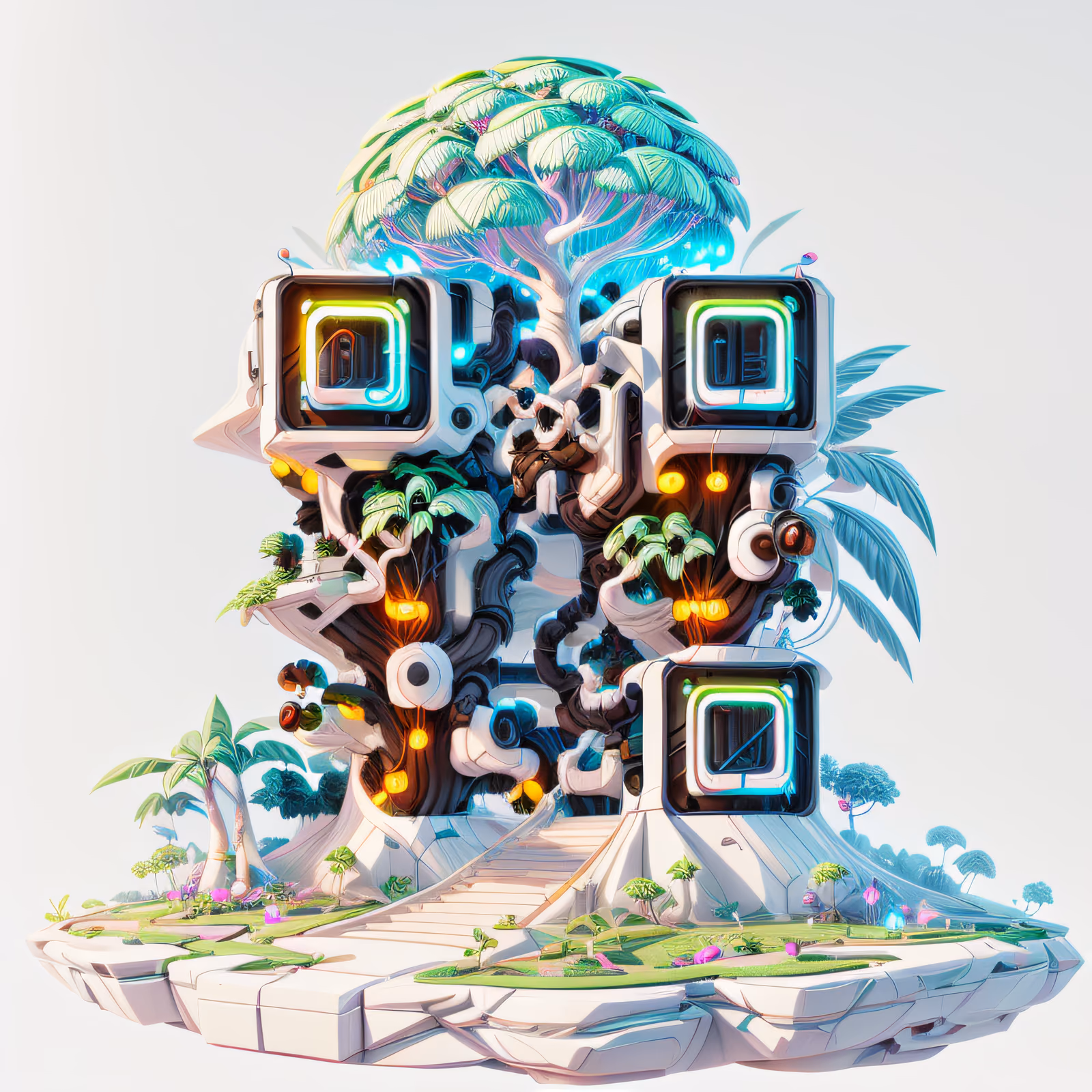 Cyber Jungle Tree Island 3D QR Code for Posters — image 1