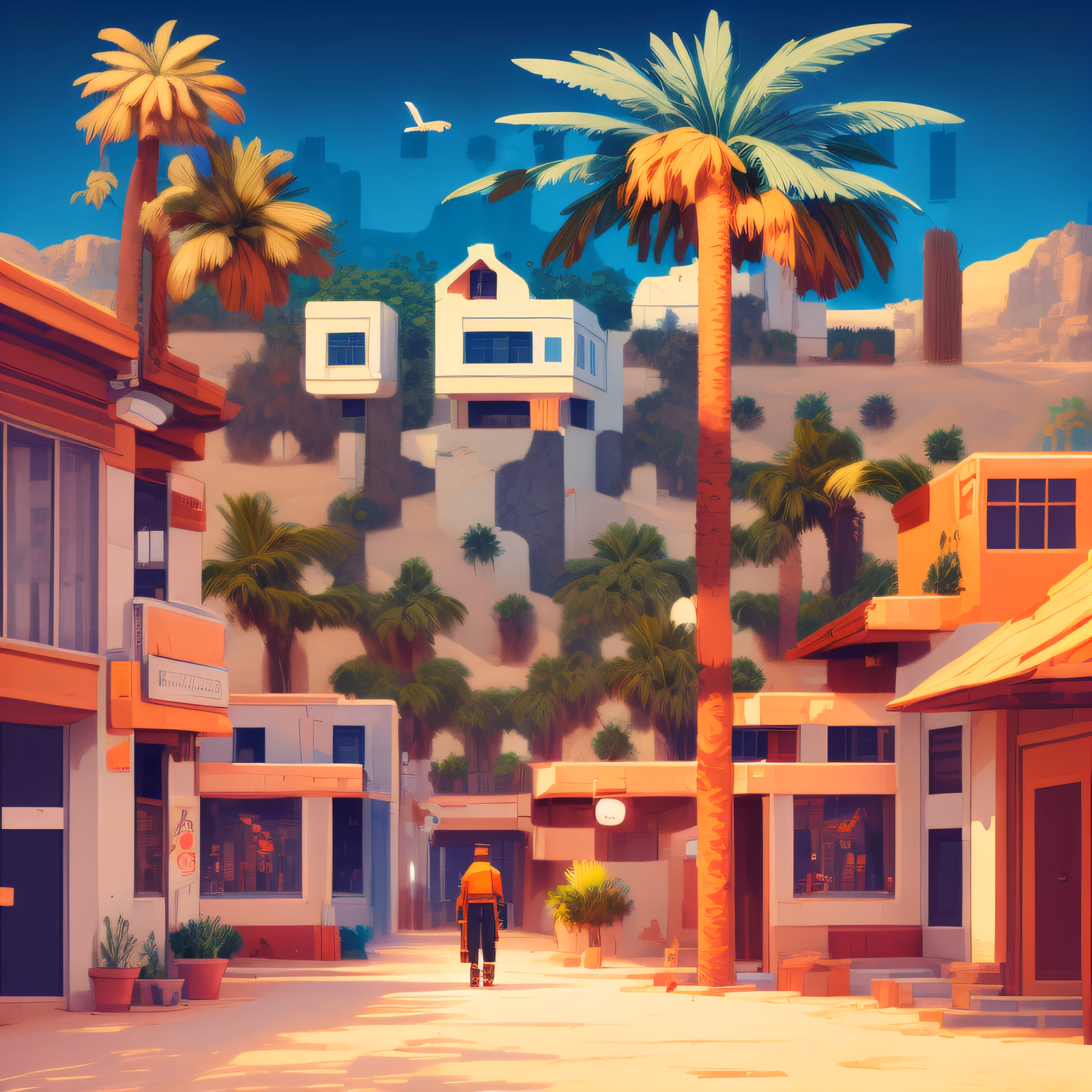 Desert Town Street Game Art QR Code for Posters — image 1