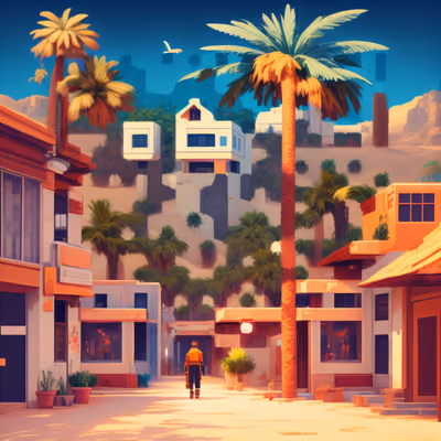 Desert Town Street Game Art QR Code for Posters — image 1
