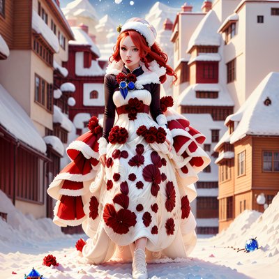 Winter Bride in Red Gown QR Code Art