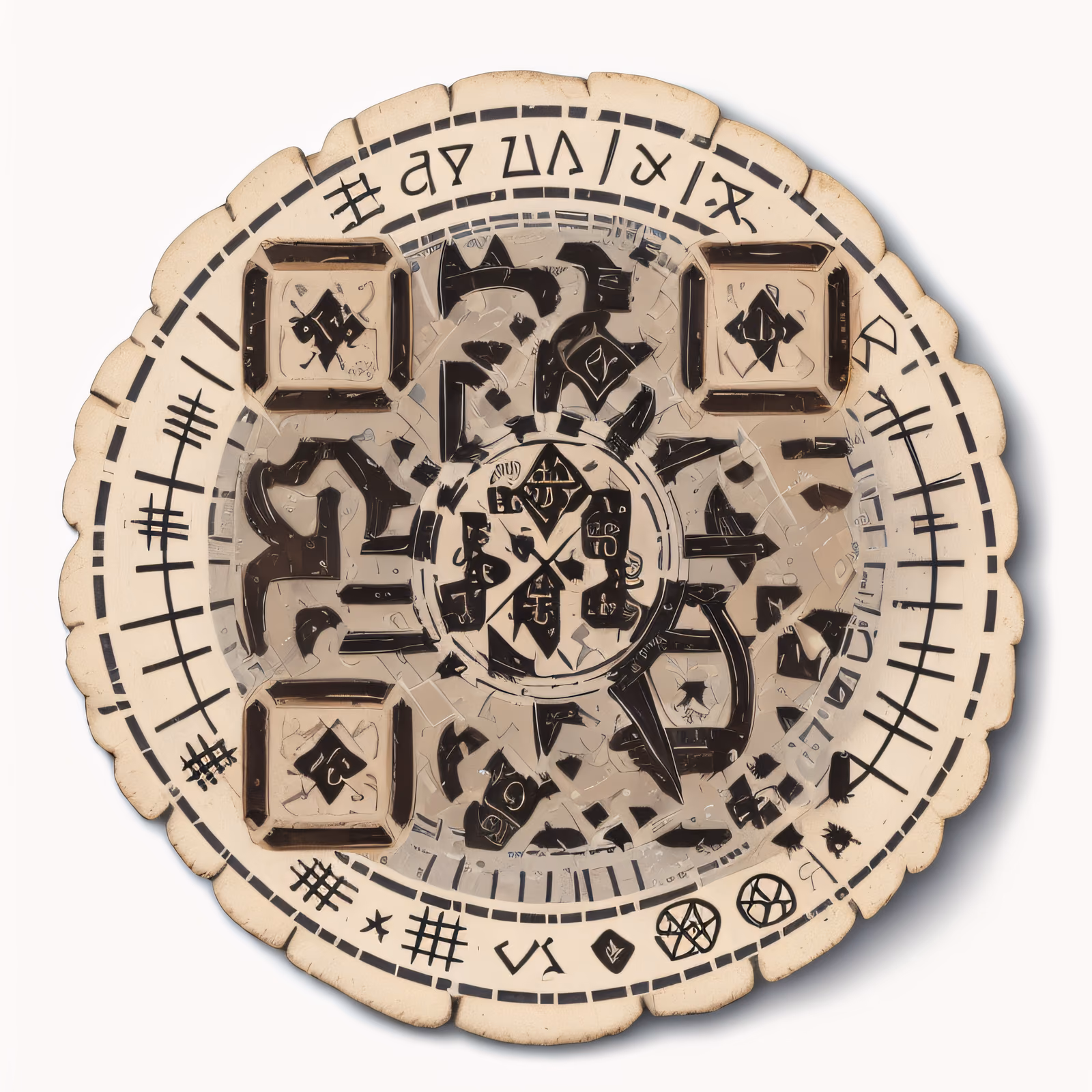 Древние руны на круглом пергаменте: QR-код для наклеек — изображение 1