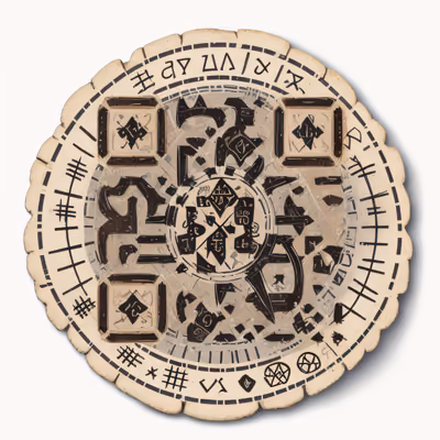 Древние руны на круглом пергаменте: QR-код для наклеек — изображение 1