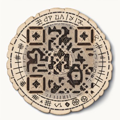 Ancient Runes Round Parchment QR Code for Stickers