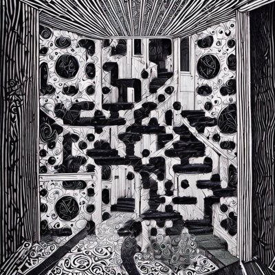 Zentangle Hallway Ink Drawing QR Code Art