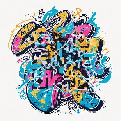 Colorful Graffiti Lettering QR Code for Stickers