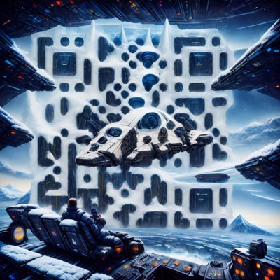 Icy Spaceship Cockpit Matte Painting QR Code Art — image 1