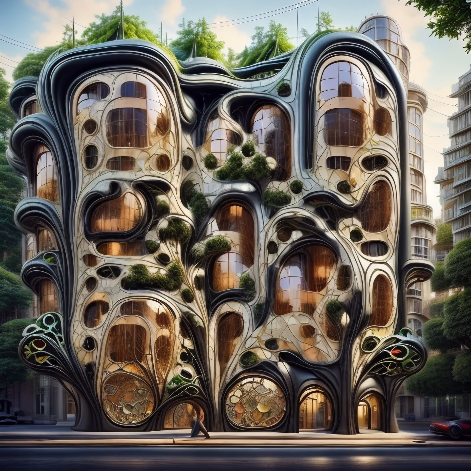 Art Nouveau Organic Building QR Code Art — image 1