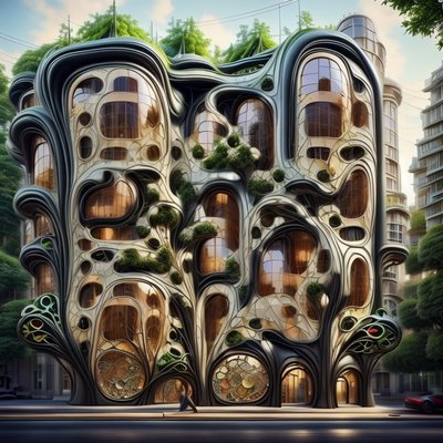 Art Nouveau Organic Building QR Code Art