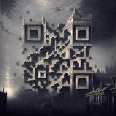 Готическая вилла в плюще, гравюра: QR-код — изображение 1