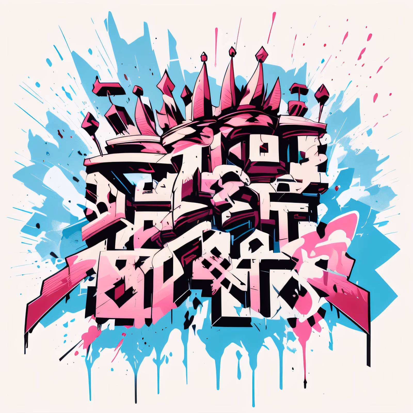 Pink Crown Graffiti Lettering QR Code for Apparel — image 1