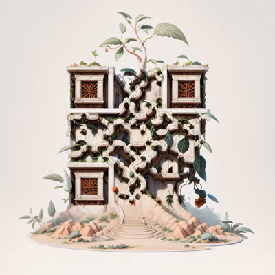 Overgrown Ruins Game Art 3D QR Code Art — image 1