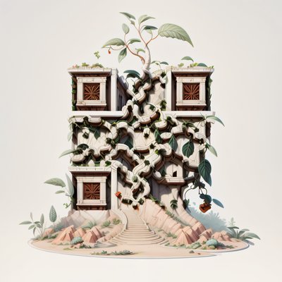藤蔓遗迹游戏风3D二维码艺术