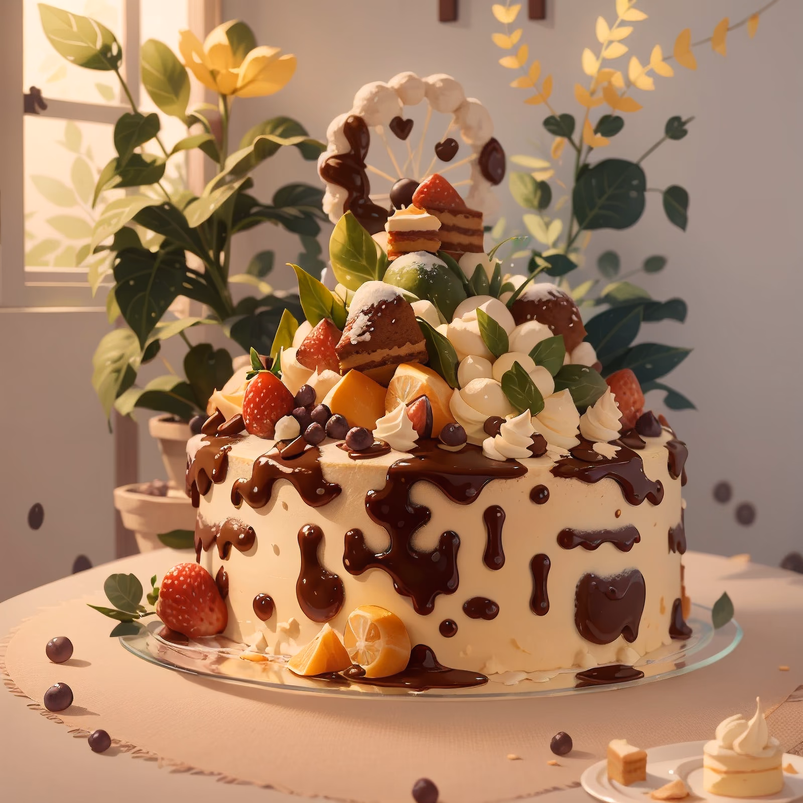 Chocolate Drip Cake 3D QR Code for Restaurant Menus — image 1