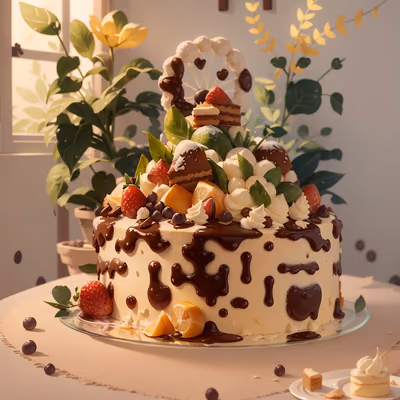 Chocolate Drip Cake 3D QR Code for Restaurant Menus — image 1