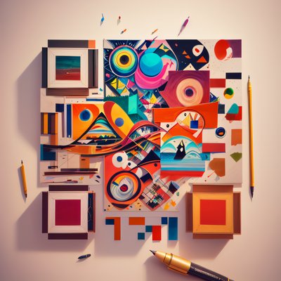 Kandinsky Style Paper Collage QR Code Art