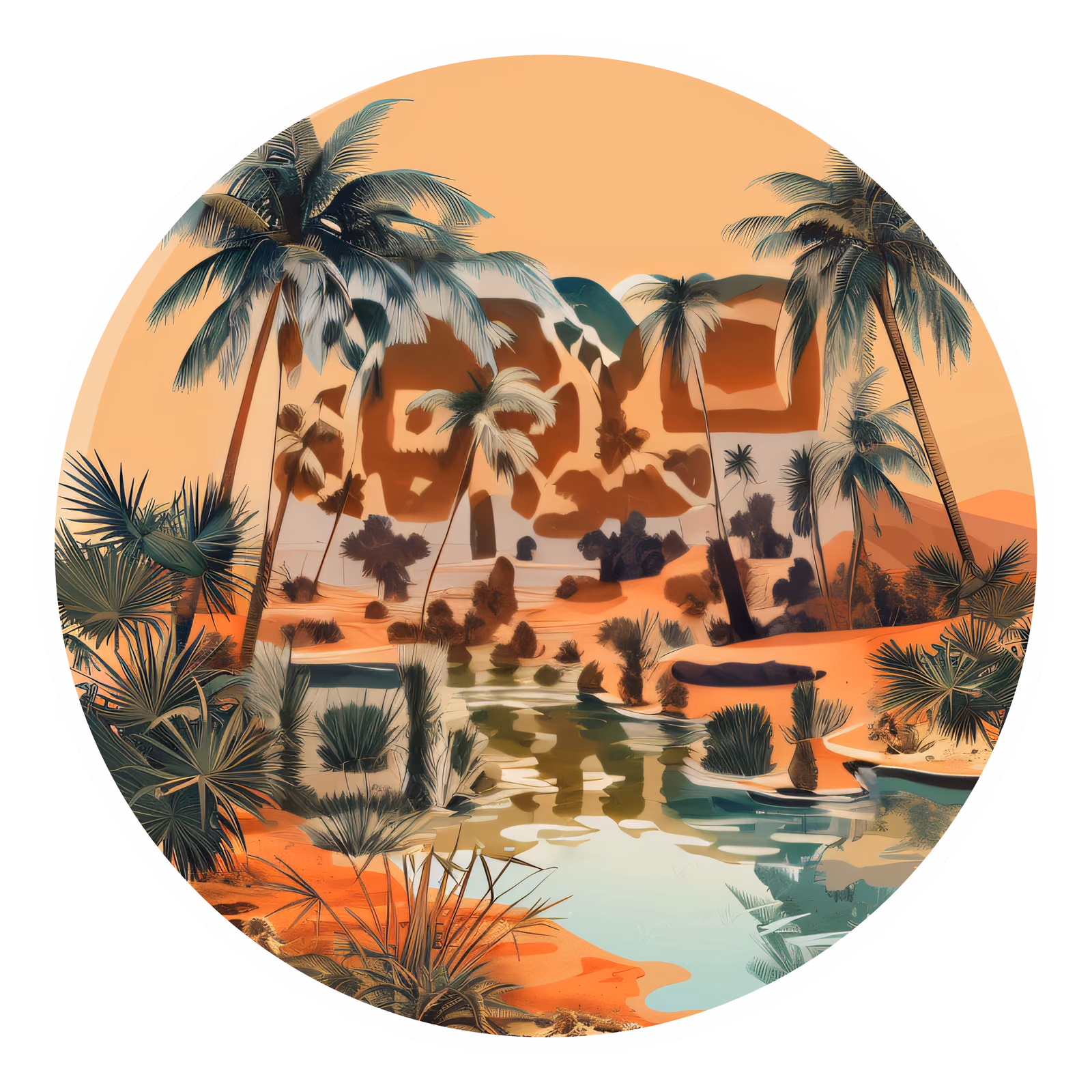Desert Oasis Palm Trees Vector QR Code for Stickers — image 1