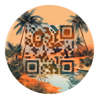 Desert Oasis Palm Trees Vector QR Code for Stickers — image 1